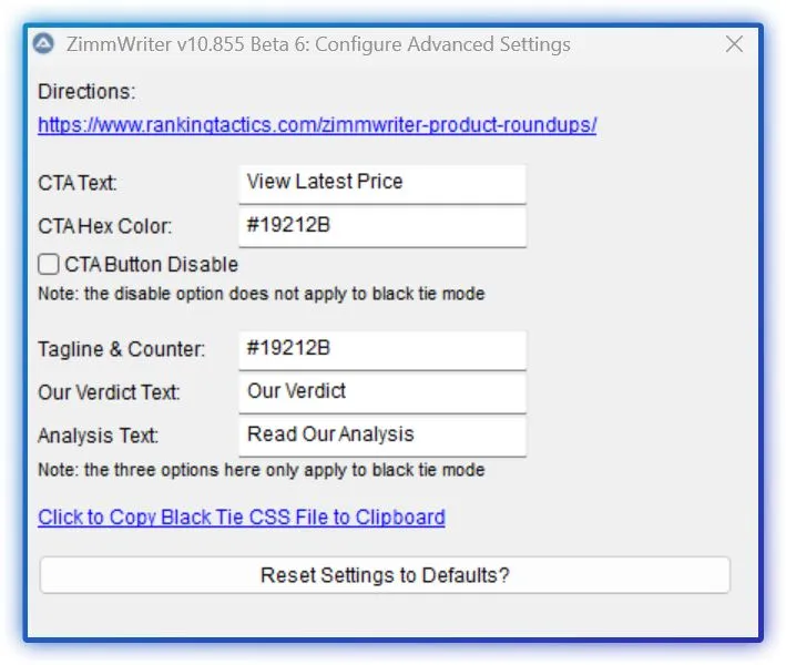 Advanced Settings